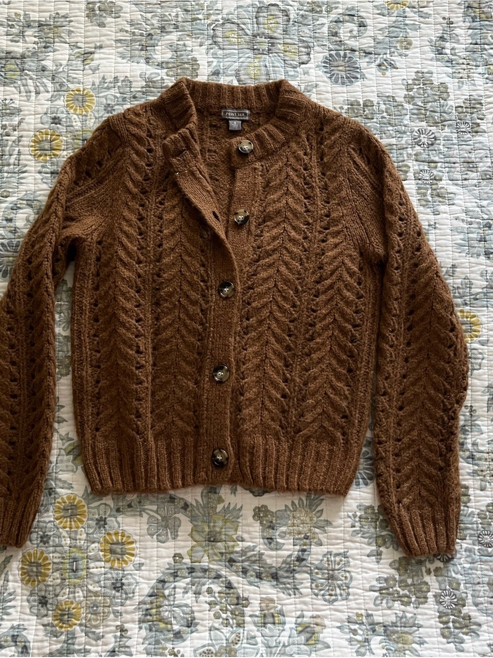 J. Crew Point Sur Cable Knit Button up cardigan Sweater
